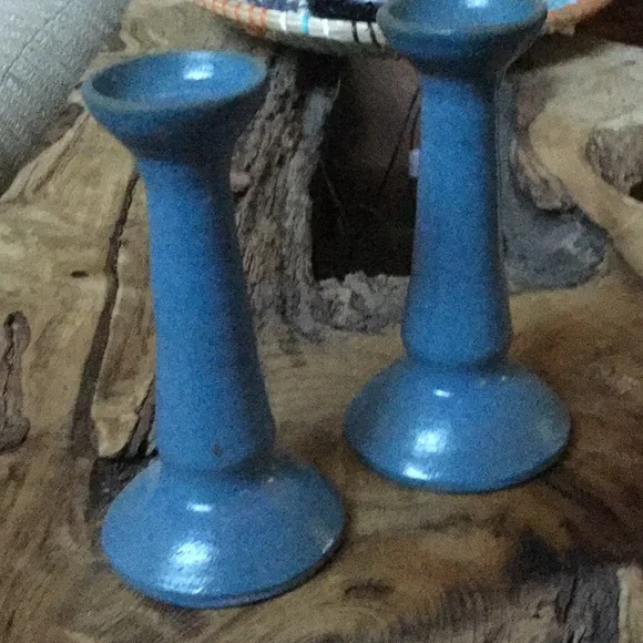 Vintage pottery candle holders primitive rustic farmhouse shabby chic cowgirl - Picture 8 of 9